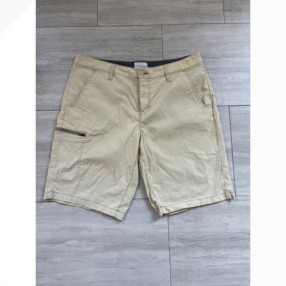 Weatherproof Vintage Mens Khaki Utility Cargo Shorts Tan Size 34 Zipper Pockets